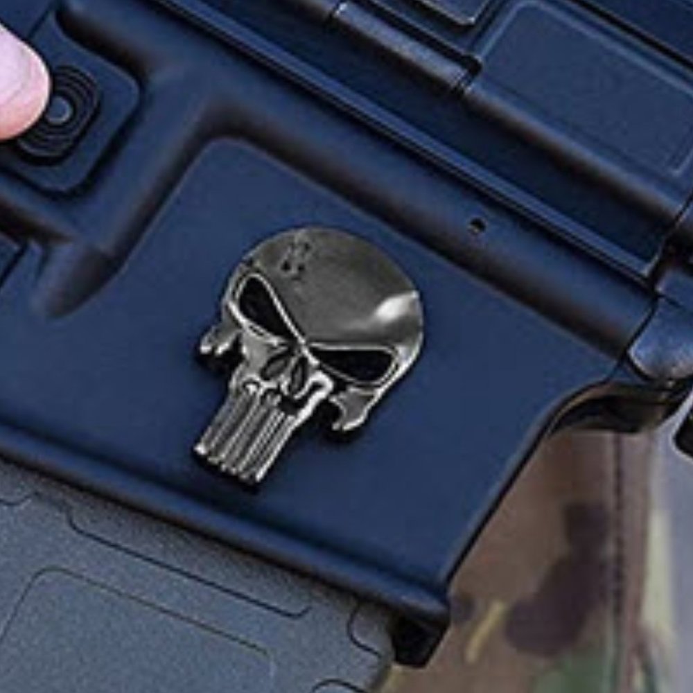 Dark Gunmetal The Punisher metal 3D sticker decal - Picture 4 of 4